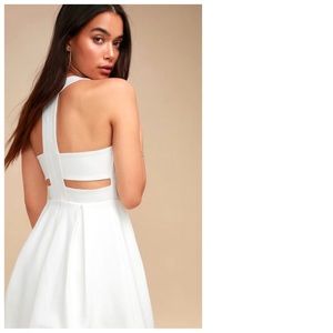 White Cutout Skater Dress
